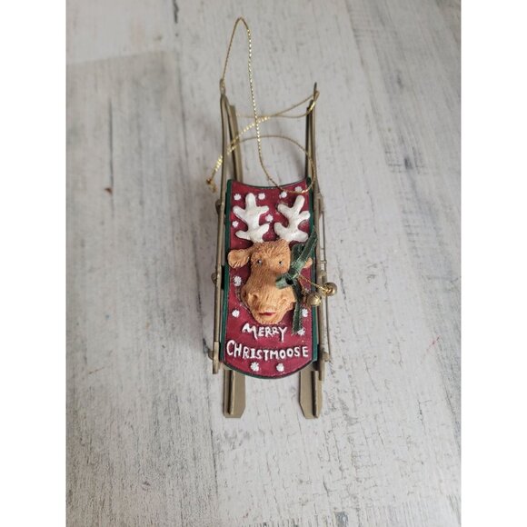 Kurt Adler mini moose sled sledding ornament Xmas - Picture 1 of 5